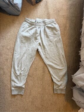 Nike Kids Light Gray Fleece Joggers with Logo